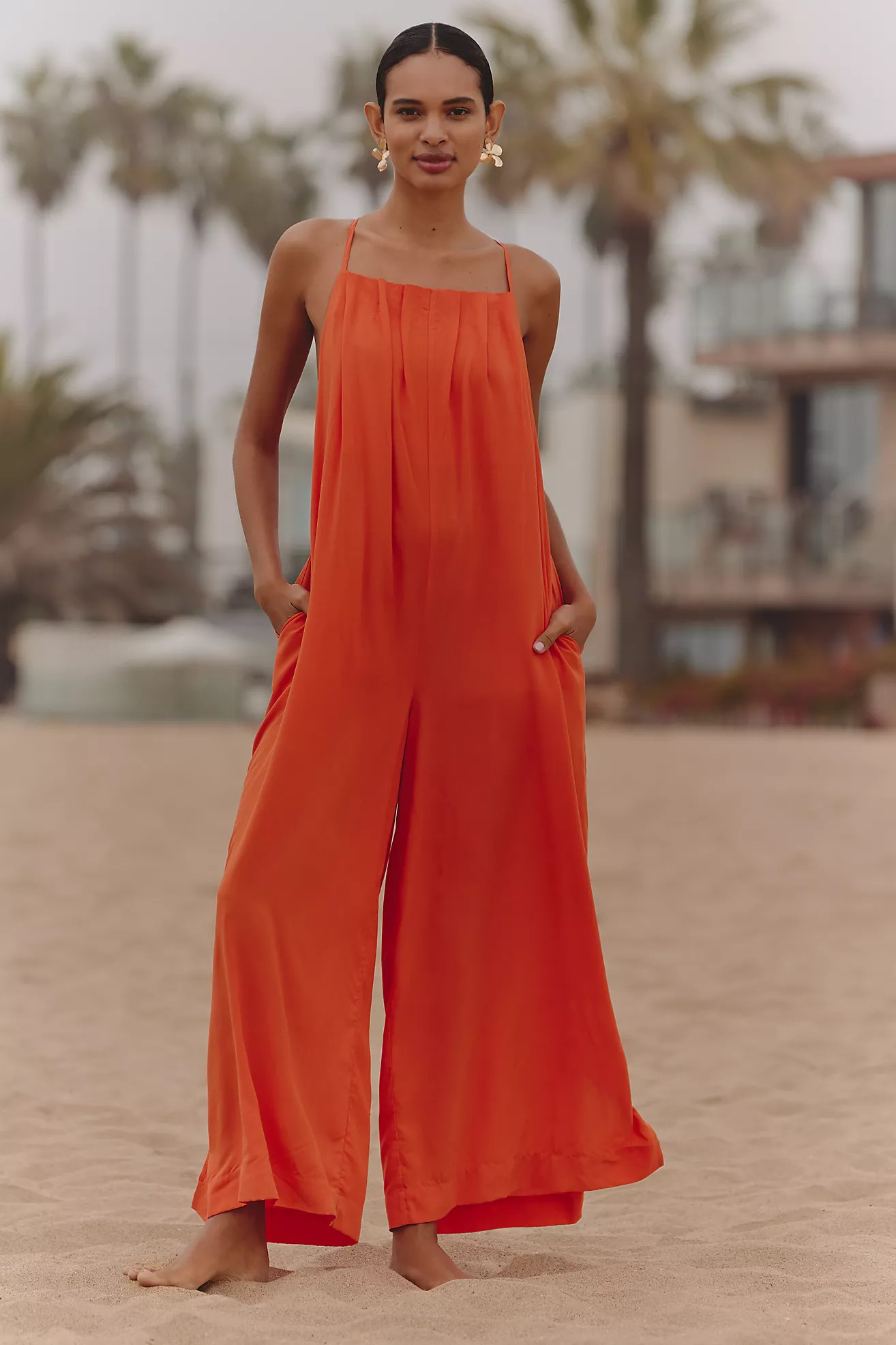 Sanctuary Pleated Wide-Leg Beach Jumpsuit | Anthropologie (US)