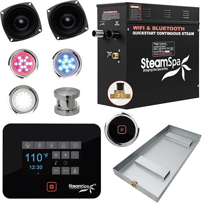 Steam Shower Generator Kit System | Brushed Nickel Shower Head + Self Drain Combo | Enclosure Ste... | Amazon (US)