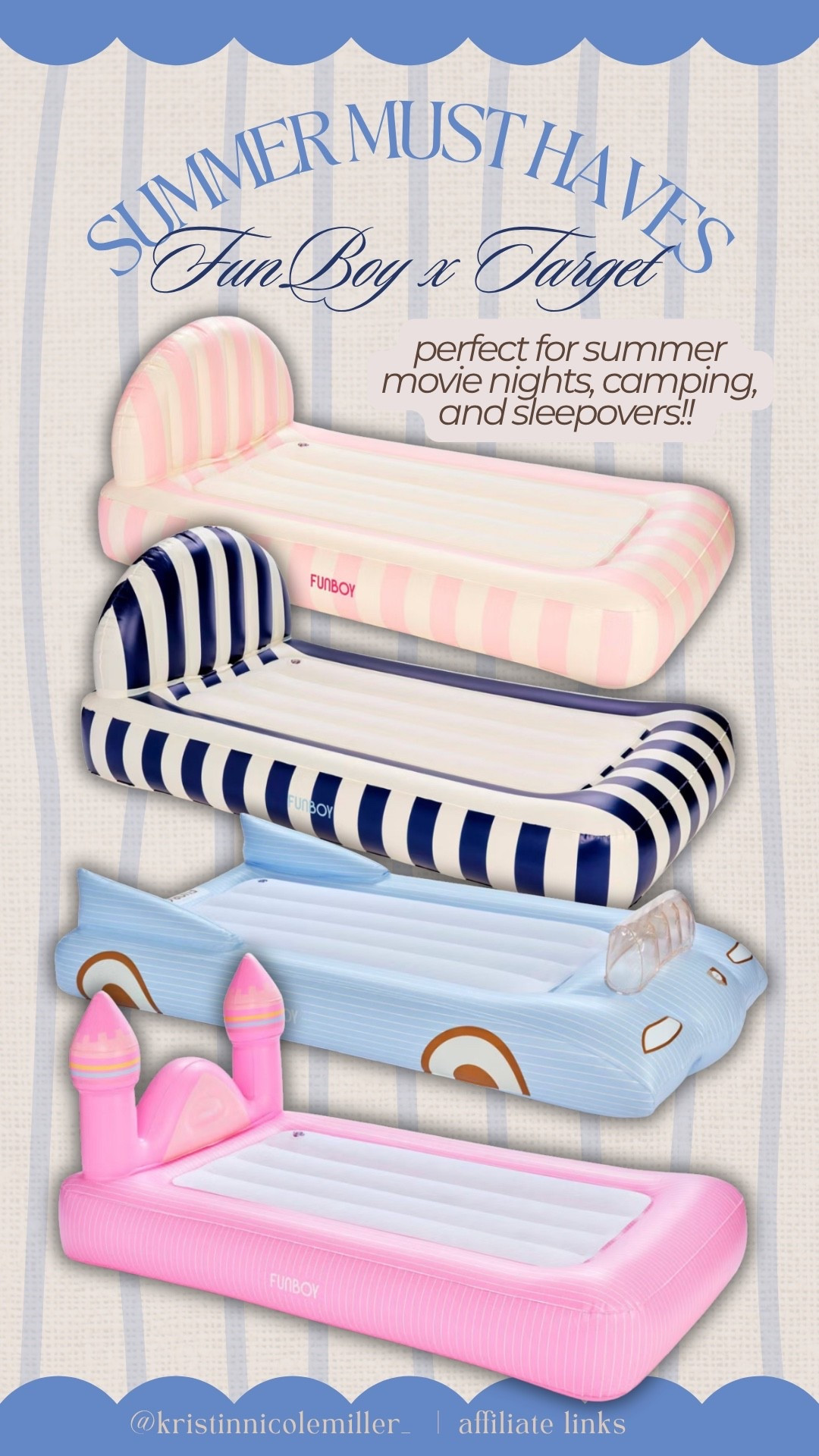 These FunBoy inflatable twin beds are perfect for outdoor movie nights, camping, sleepovers etc!! Grab them before summer begins 🤩

Seasonal mom favorites outdoors kids family favorites unique party ideas hosting friends 

#LTKmomlife #LTKSeasonal #LTKKids