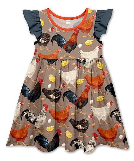 Penelope Plumm Coffee Chook Angel-Sleeve Dress - Toddler & Girls | Zulily