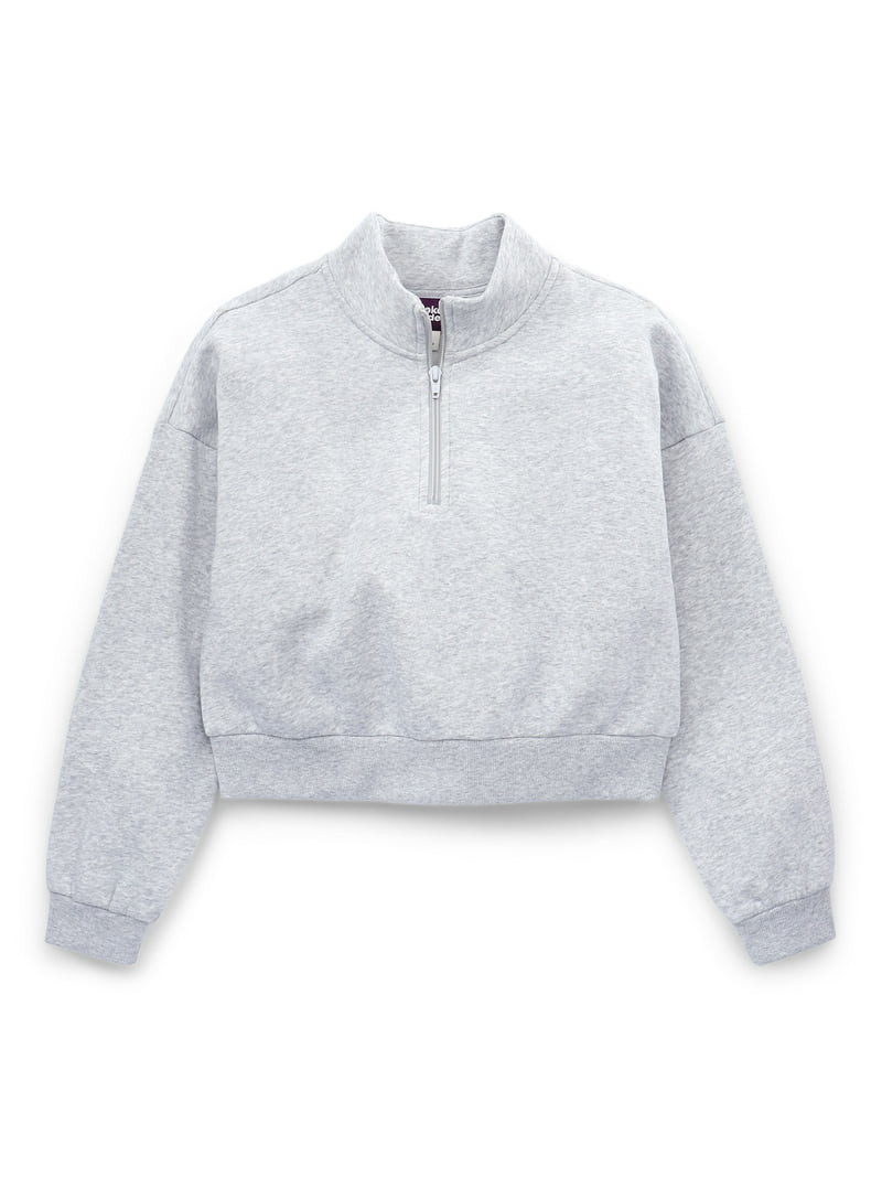 Weekend Academy Girls Fleece Quarter Zip Sweatshirt, Sizes 4-18 - Walmart.com | Walmart (US)