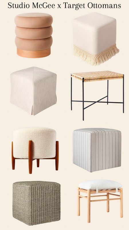 Stools, ottomans and storage ottomans all $100 or less. Studio Mcgee x Target 

#LTKsalealert #LTKstyletip #LTKhome