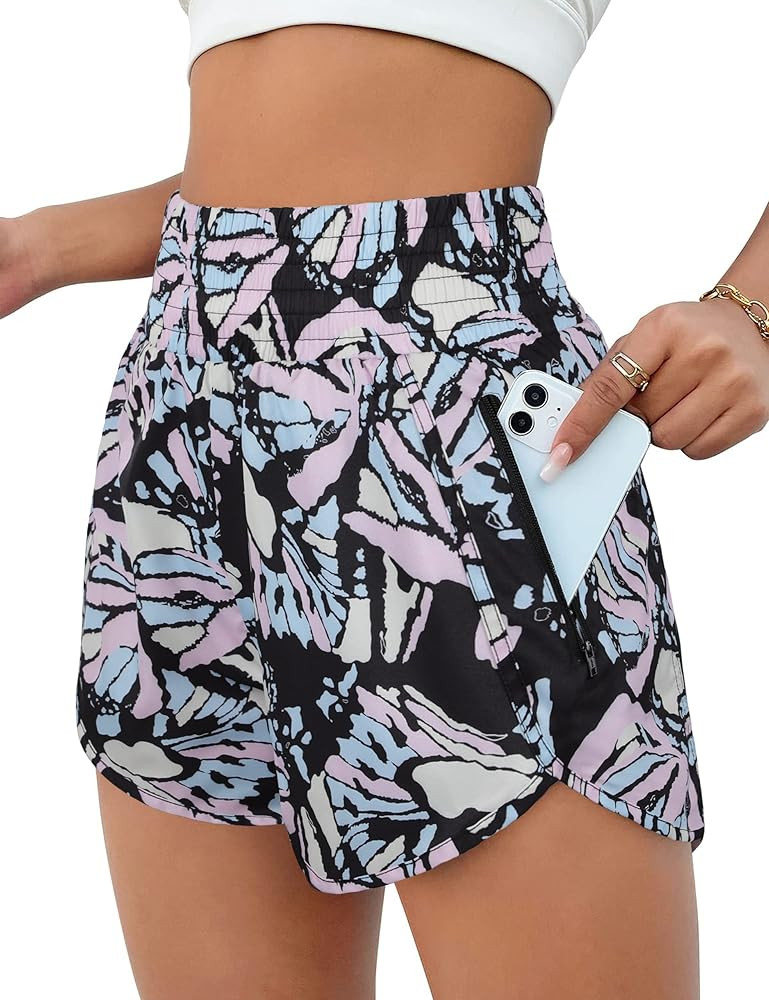 BMJL Women's Athletic Shorts High Waisted Running Shorts Pocket Sporty Short Gym Elastic Workout ... | Amazon (US)