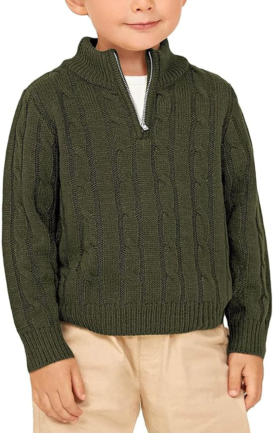 Zhaovi's Toddler Boys Girls Sweater Twisted Knit Cable 1/4 Zip Sweaters Outfit Baby Winter Long S... | Amazon (US)