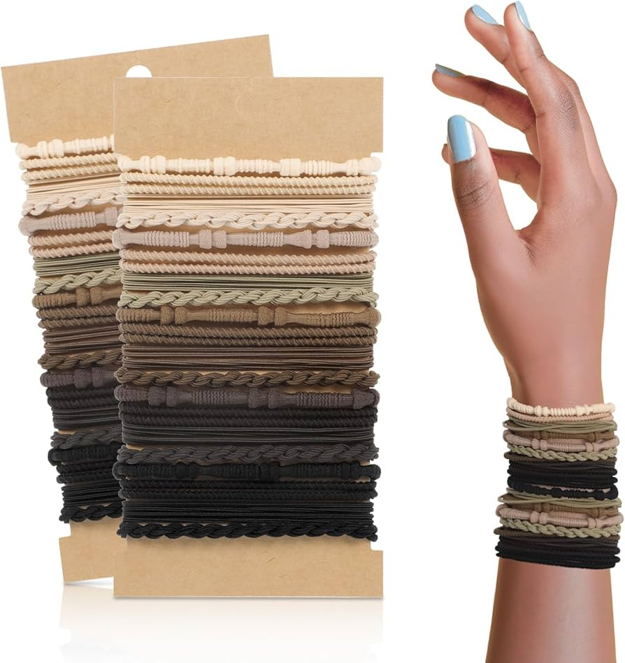40 Pcs Boho Hair Ties, Hair Ties Bracelets for Women Neutral Colors Hair Ties Boho Hair Accessori... | Amazon (US)