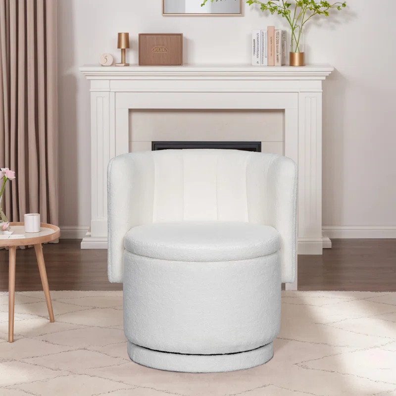 Upholstered Barrel Chair,Modern Swivel Accent Chair With Storage Space | Wayfair North America