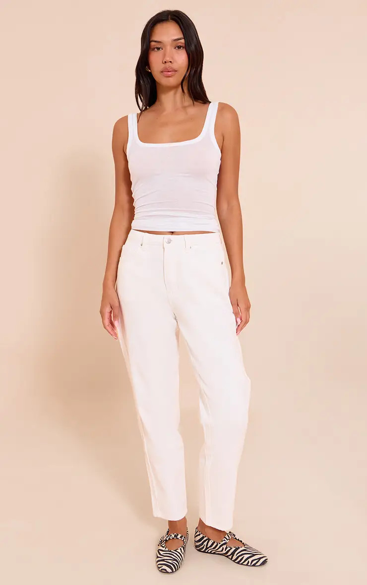 Jeans | White High Waist Mom Style Jeans | PrettyLittleThing | PrettyLittleThing UK