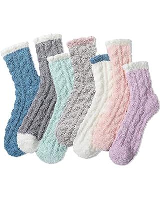 Fuzzy Warm Slipper Socks Women Super Soft Microfiber Cozy Sleeping Socks 6 or 5 Pairs | Amazon (US)