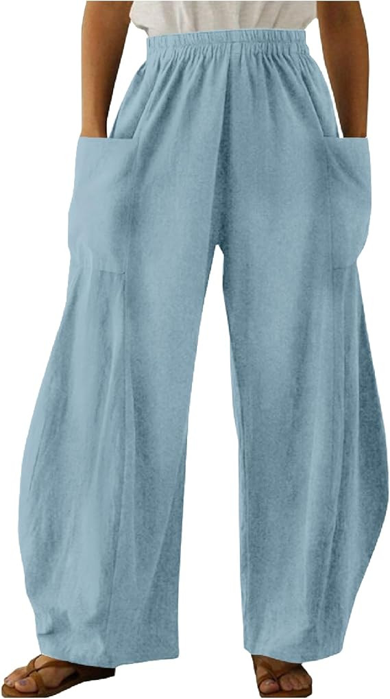 MARSVOVO Fashion Lounge Pants Women Casual High Waisted Wide Leg Trousers Summer Pants with Pocke... | Amazon (US)