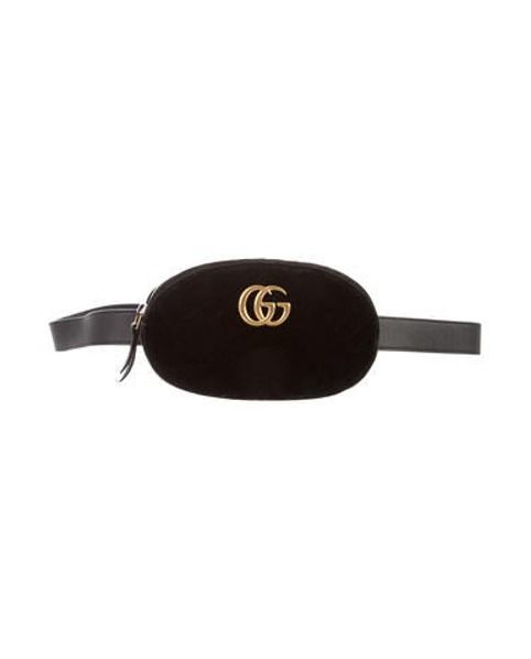 Gucci GG Marmont Matelassé Velvet Belt Bag Black | The RealReal