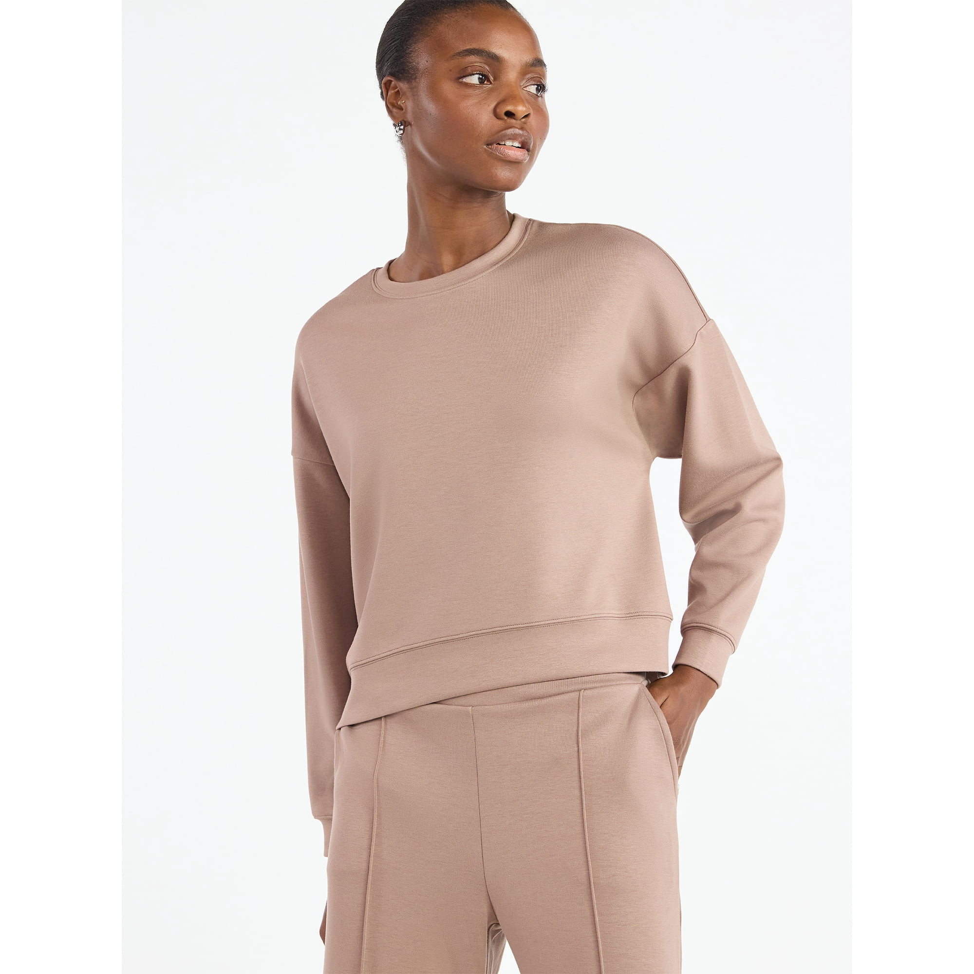 Scoop Women's and Women's Plus New Scubaknit Cropped Sweatshirt with Drop Sleeves, Sizes XS-4X | Walmart (US)