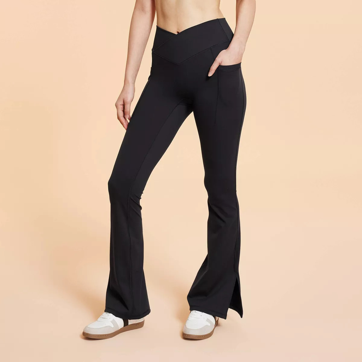 Blogilates Women's Criss Cross High-Rise Flared Leggings - Black M | Target