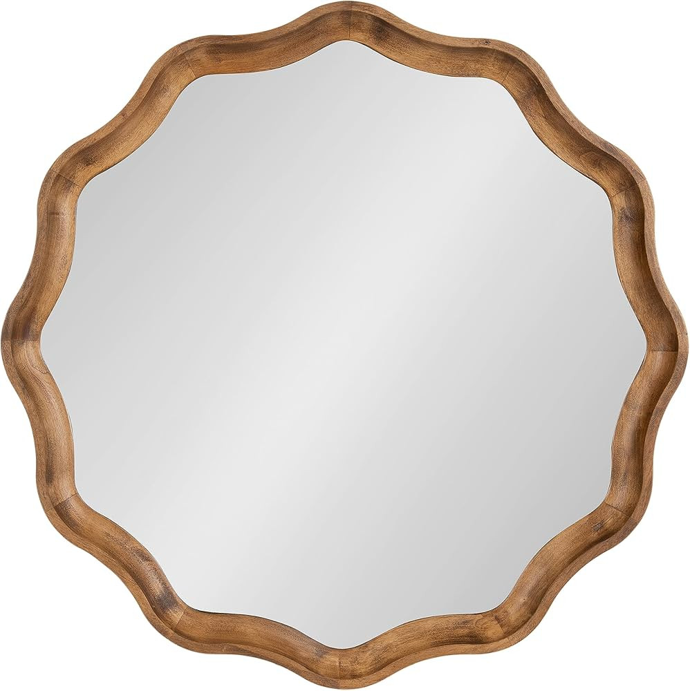 Kate and Laurel Hatherleigh Transitional Round Wooden Wall Mirror, 28 Inch Diameter, Rustic Brown... | Amazon (US)
