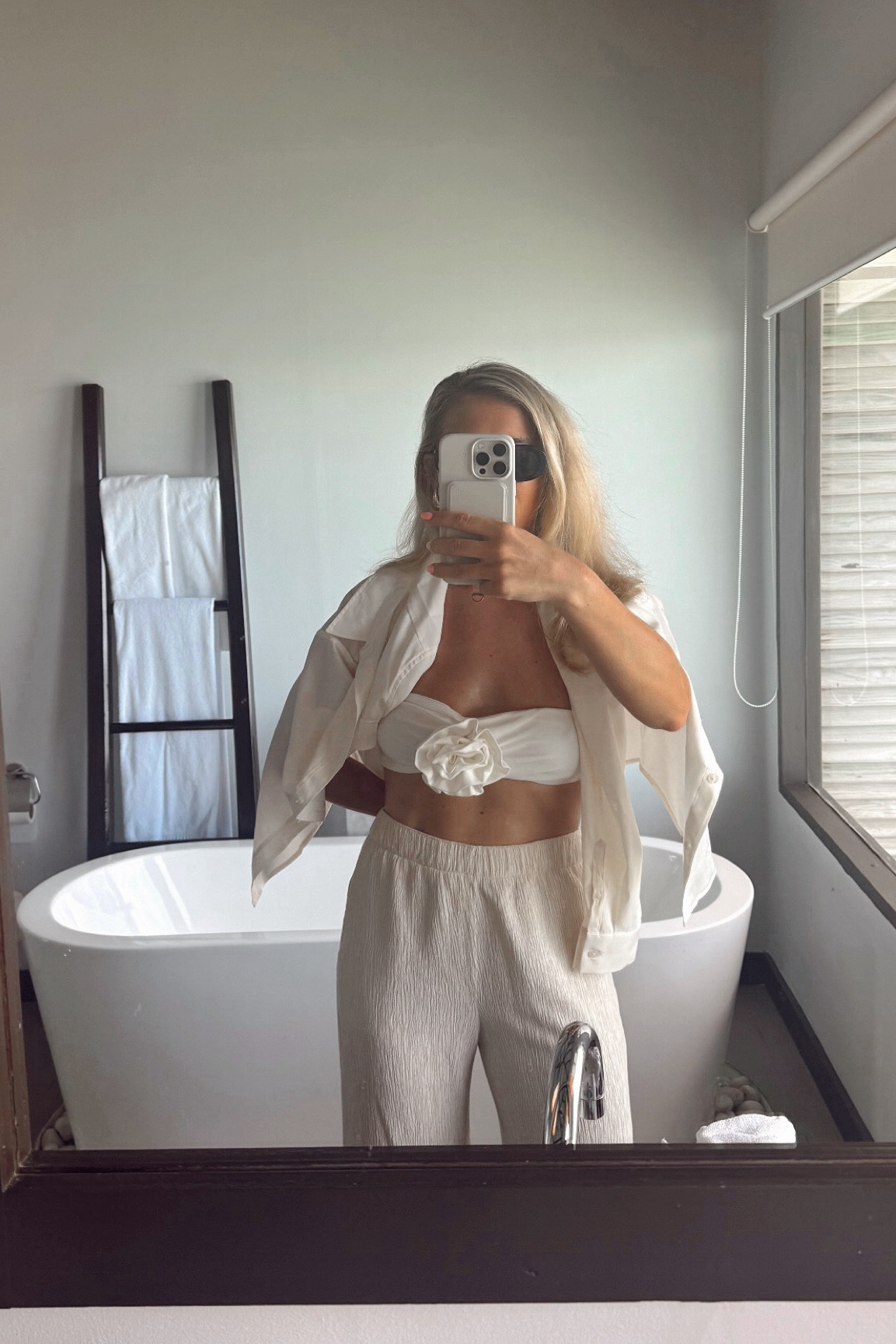 Worlds comfiest beach trousers - worlds comfiest beach pants - stretchy trousers - stretchy beach pants - white pants - beige pants - beige trousers - white trousers - bridal outfit - hen do - bachelorette - bach outfit - summer outfit - Maldives outfit - bikini - karen millen - flower bikini - white bikini - white outfit - Abercrombie trousers - Abercrombie pants - Abercrombie & fitch 

#LTKwedding #LTKswim #LTKtravel