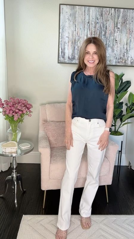 Elevated casual outfits for summer and transitioning into Fall. White jeans are great because they match everything. I paired with a variety of tops, jackets and cardigans. I also changed out my pants for a fitted navy style with matching jacket. And I'm also sharing my favorite destructed boyfriend jeans.
#summerstyle #petitefashion #casuallook #outfitinspo

#LTKSeasonal #LTKFind #LTKstyletip
