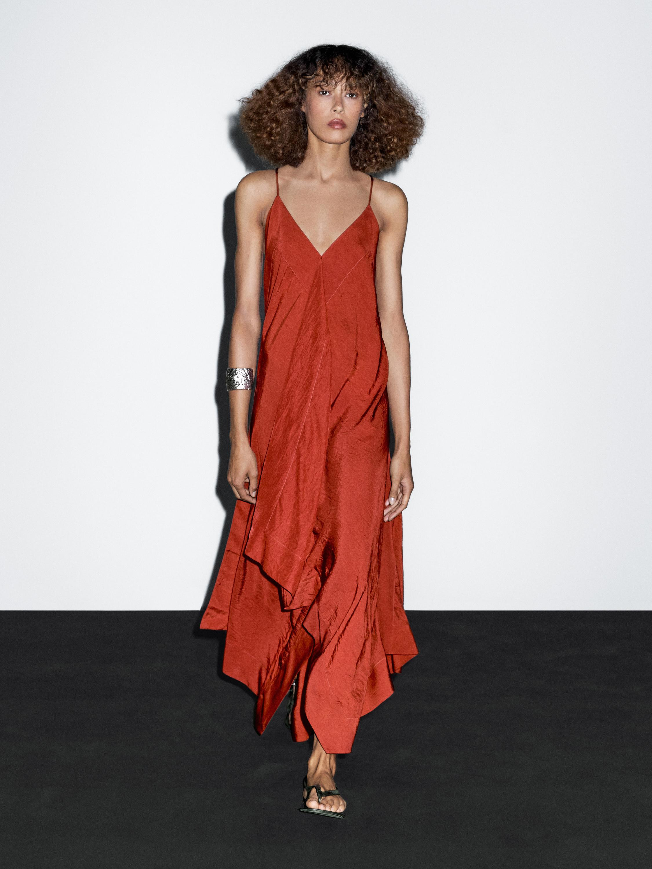 Flowing midi dress with ruffles | Massimo Dutti UK