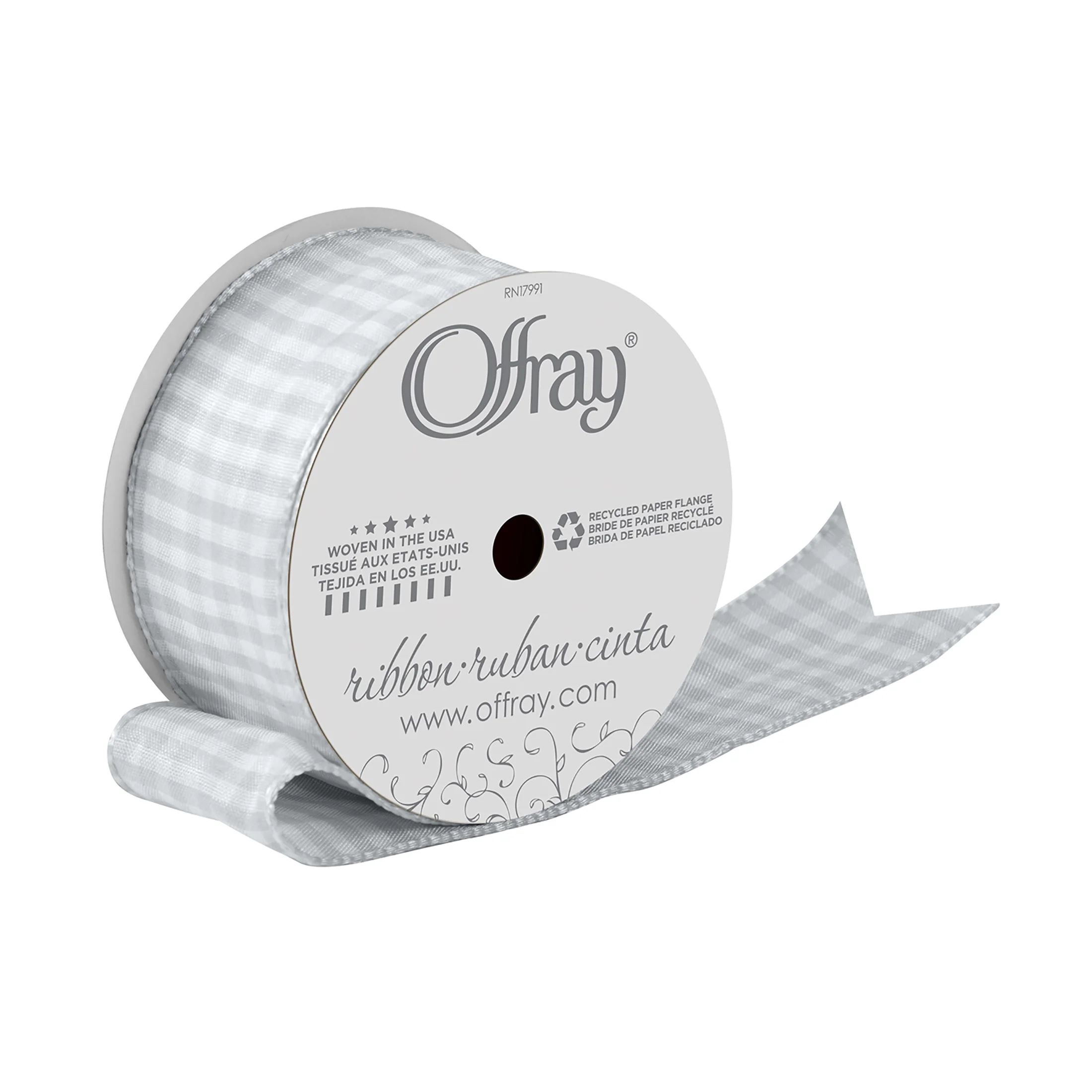 Offray Ribbon, Opal Grey 1 1/2 inch Gingham Check Woven Ribbon for Crafts, Gifting, and Wedding, ... | Walmart (US)