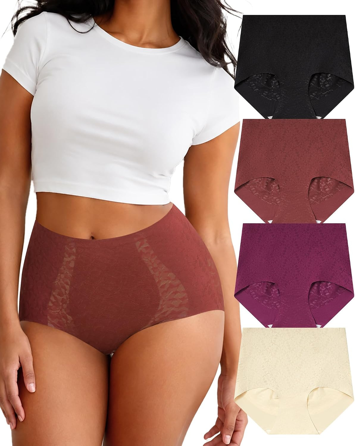 LEVAO High Waisted Womens Underwear Tummy Control Full Coverage Briefs | Amazon (US)