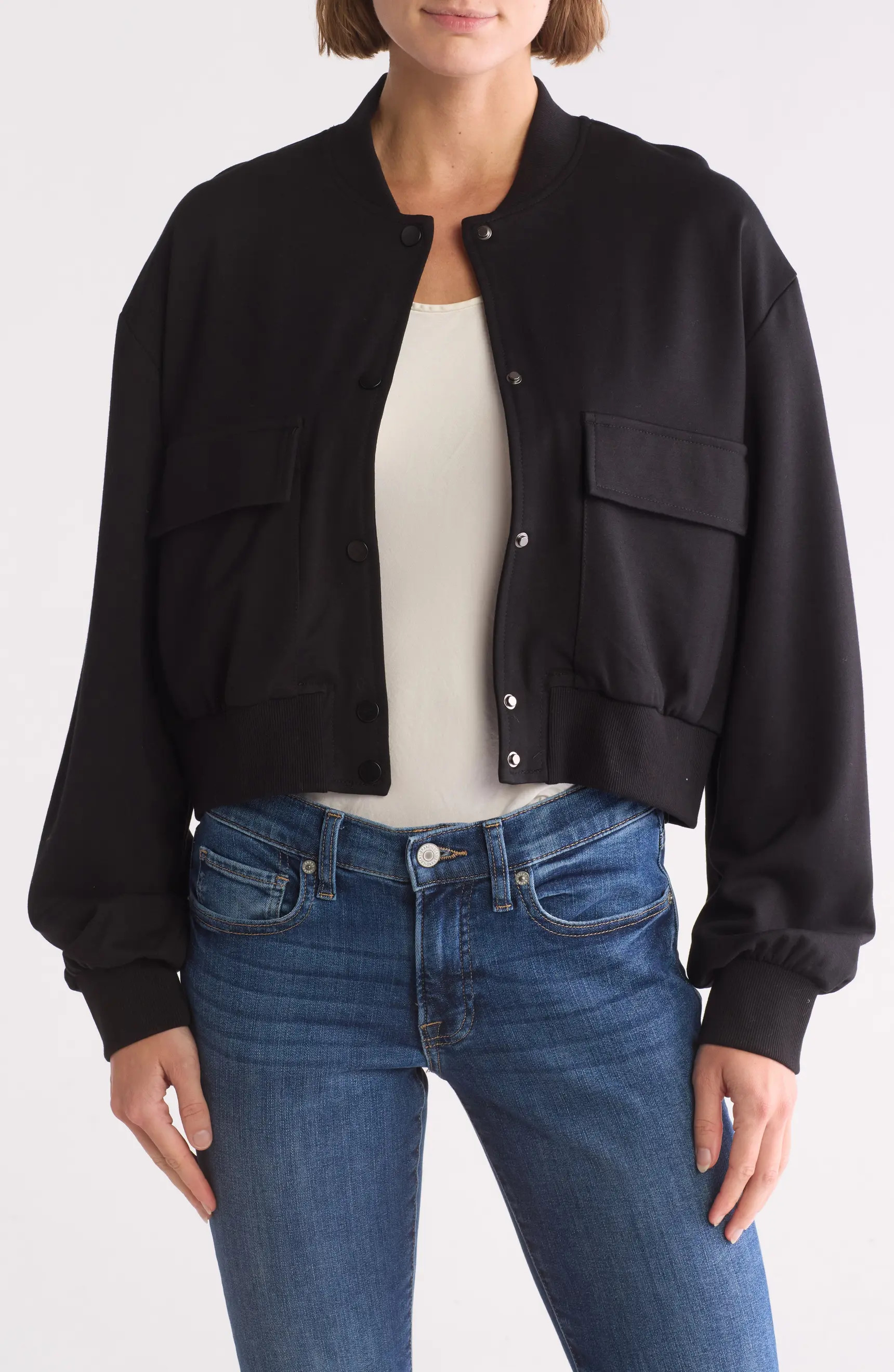 PATRIZIA LUCA Utility Pocket Crop Bomber Jacket | Nordstromrack | Nordstrom Rack