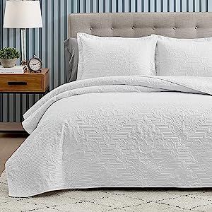 Hansleep White Quilt Queen Size Bedding Set, Lightweight Coverlet Queen Size, Ultrasonic Queen or... | Amazon (US)