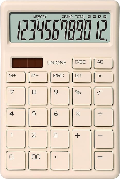 UNIONE Desktop Beige Calculator with a Bright LCD, Dual Power Handheld Desktop. Color. Business, ... | Amazon (US)