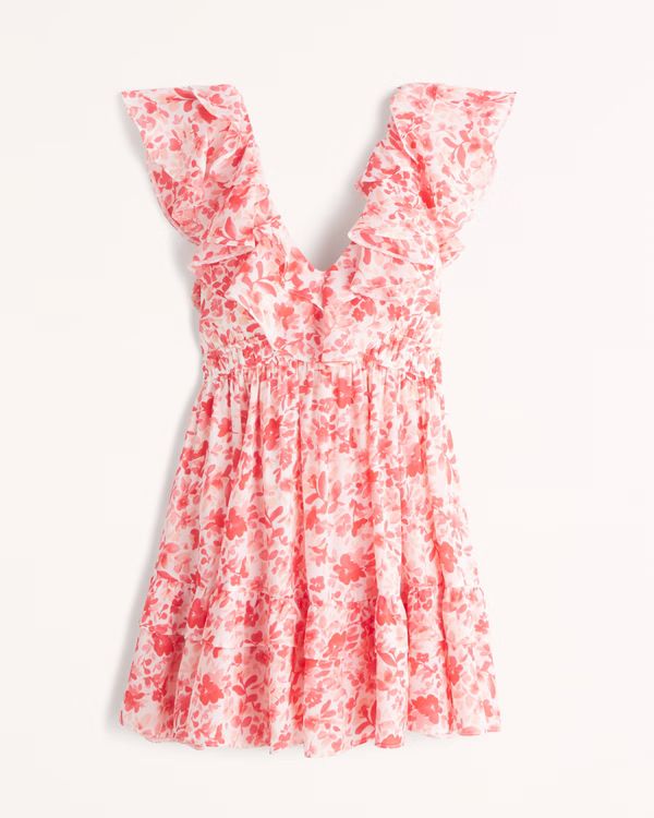 Ruffle Flutter Sleeve Mini Dress | Abercrombie & Fitch (US)