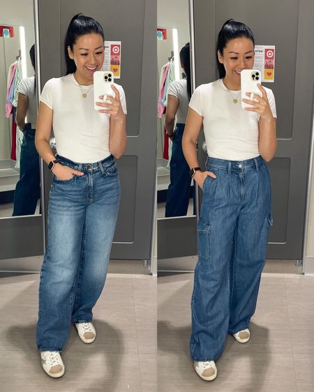 Size 2R in baggy jeans (would prefer short length)
Size 2 in cargo wide leg jeans
Size small in Abercrombie tee
Sneakers are true to size 

Target jeans
Target style



#LTKover40 #LTKSeasonal #LTKfindsunder50