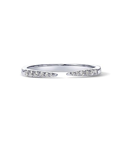 PAVOI 18K White Gold Plated Open Eternity Ring | Cubic Zirconia Stacking Bands for Women | Dainty Stackable Rings for Women | Size 6 | Amazon (US)