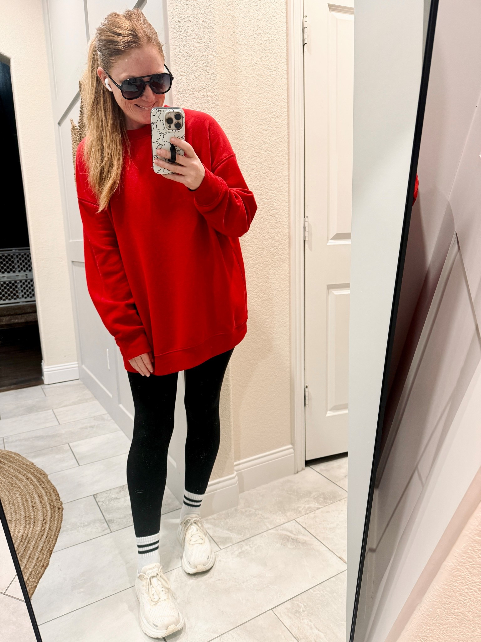 Slept in the Walmart sweatshirt, then wore it for part of my morning walk. It's still 80° here so it didn't last long 😆

Red Walmart crewneck: XL

#LTKmomlife #LTKActive #LTKFindsUnder50