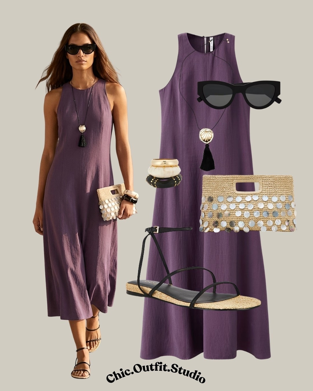Effortless Plum Midi Dress

✨A plum sleeveless midi dress is the definition of understated summer elegance. The lightweight, breathable fabric keeps you cool while the clean silhouette makes it endlessly versatile. Styled with woven accessories, black strappy sandals, and statement jewelry, this look is perfect for summer vacations, city strolls, brunch dates, gallery visits, or casual dinner plans. A timeless minimalist outfit you'll reach for all season long.

✨Tags: plum midi dress, sleeveless midi dress, purple summer dress, minimalist summer style, European summer outfit, vacation outfit women, elegant casual dress, resort wear, breathable summer dress, chic everyday outfit, woven bag outfit, neutral accessories, summer capsule wardrobe

#LTKkleider #LTKsummer #LTKshoes