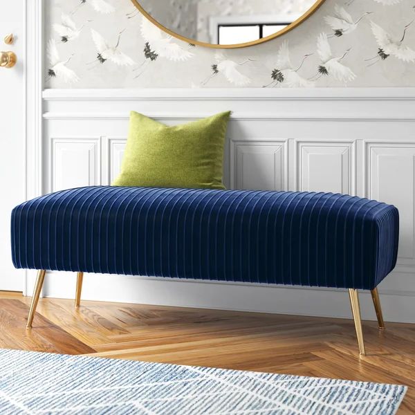Lilianna Contemporary Upholstered Bench, Royal Blue And Gold | Wayfair North America