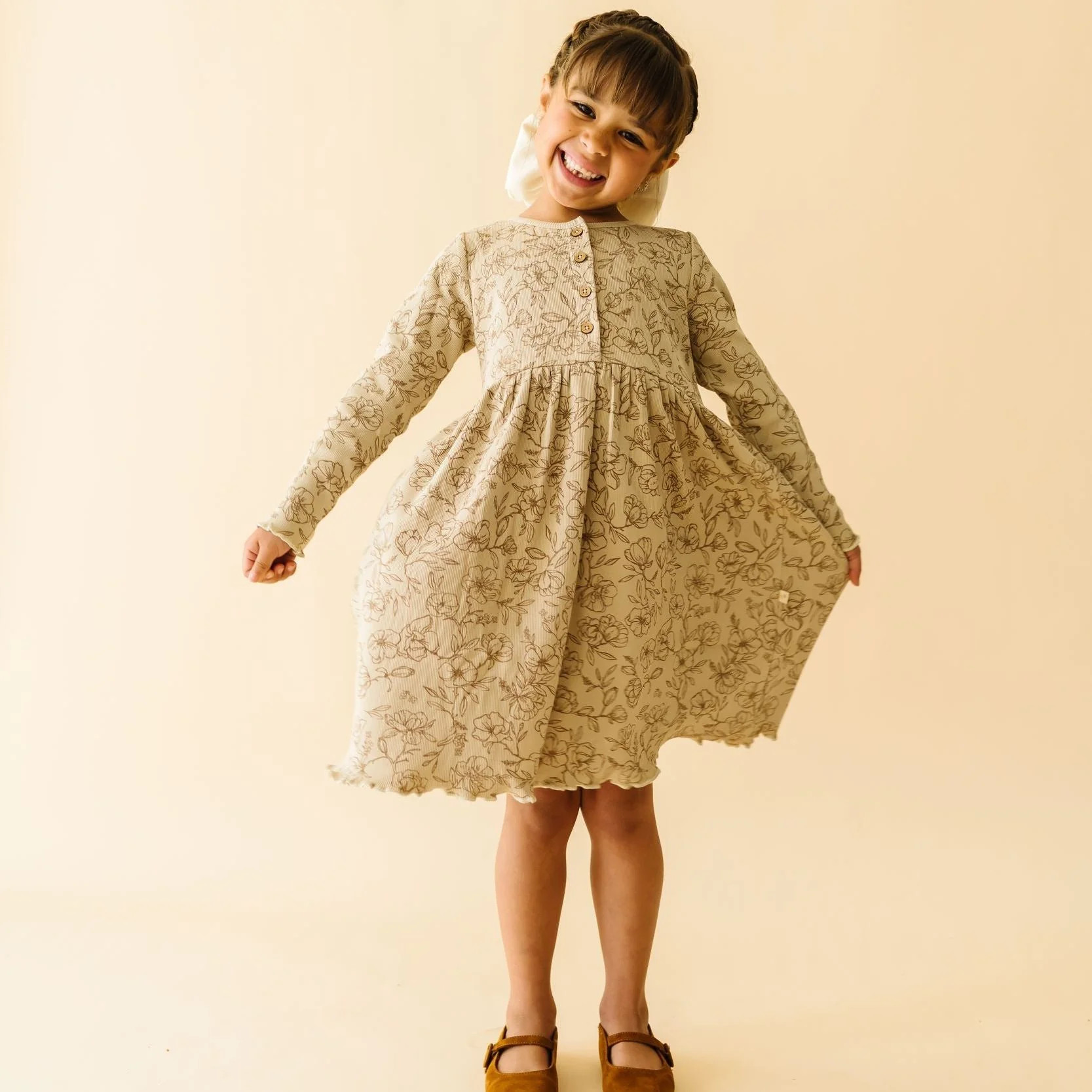 Organic Twirl Dress - Vintage Bloom | Makemake Organics | Makemake Organics