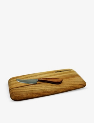 Grained wooden cheese board and knife set | Selfridges