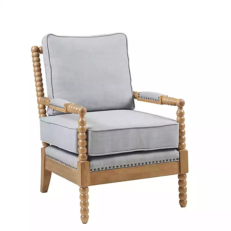 Blue Cushion Beaded Wood Frame Accent Chair | Kirkland's Home