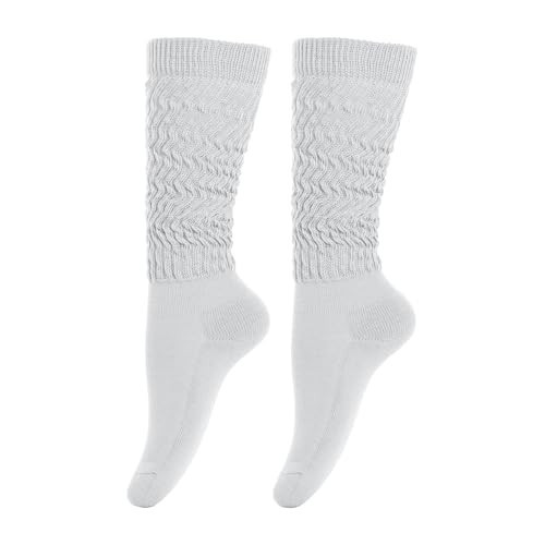 Gvhntk Slouch Socks Women 80s 90s Scrunch Socks Extra Long Slouchy Sock Knee High Sock (Light gray) | Amazon (US)
