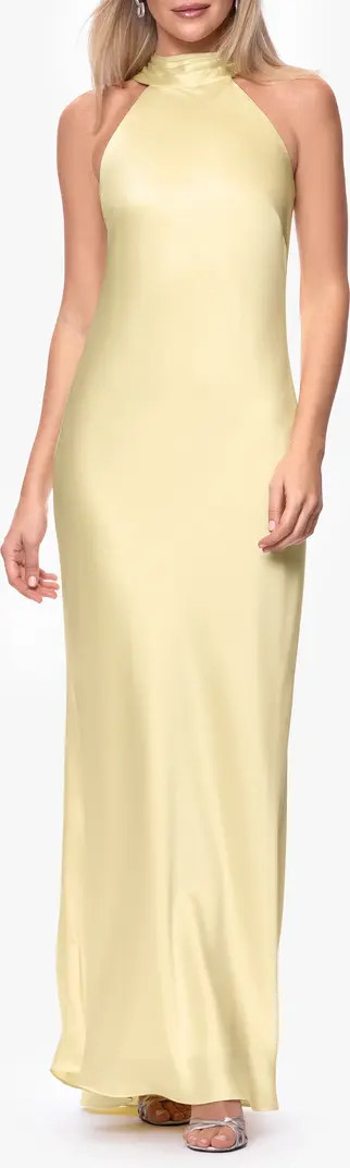Halter Neck Satin Sheath Gown | Nordstrom