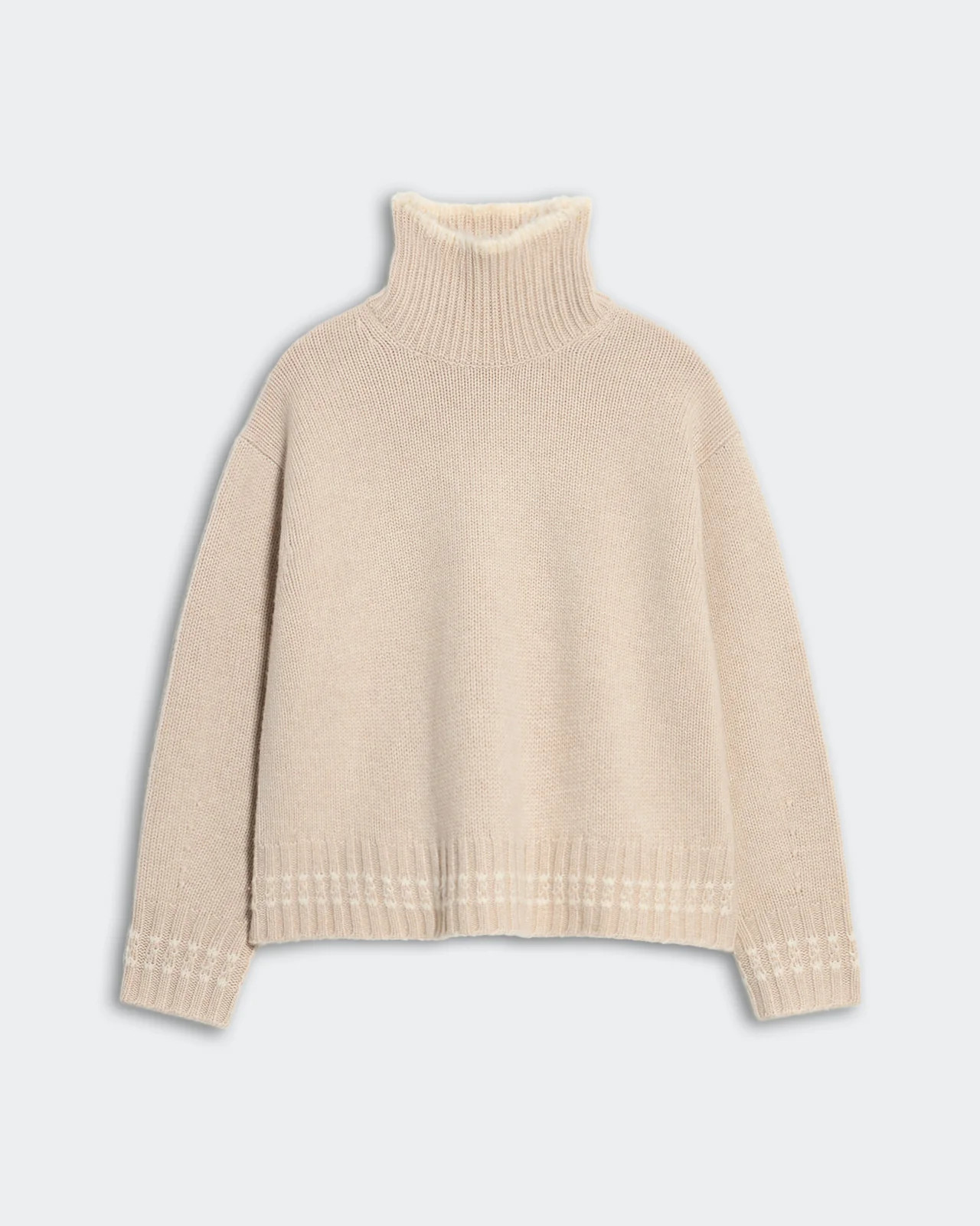 Tipped Cozy Turtleneck - Sandstone/Cream | Guest In Residence