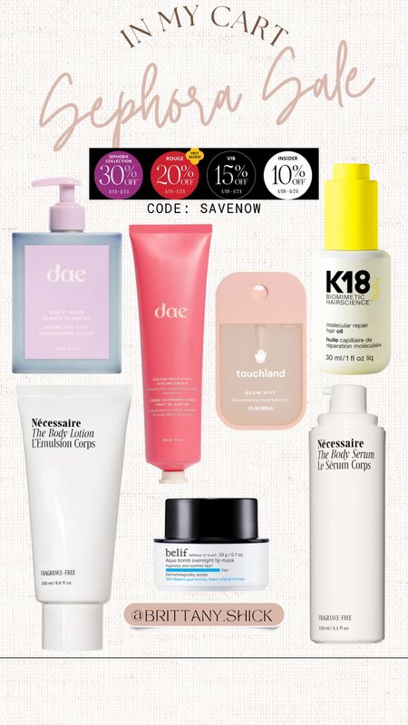 Sephora Sale 2023
Best Sellers
What I’m buying
Dae
Styling cream
Purple shampoo
Necessaire
Body lotion
Body serum
Touchland
Lip mask
K18 hair oil
Clean beauty 
