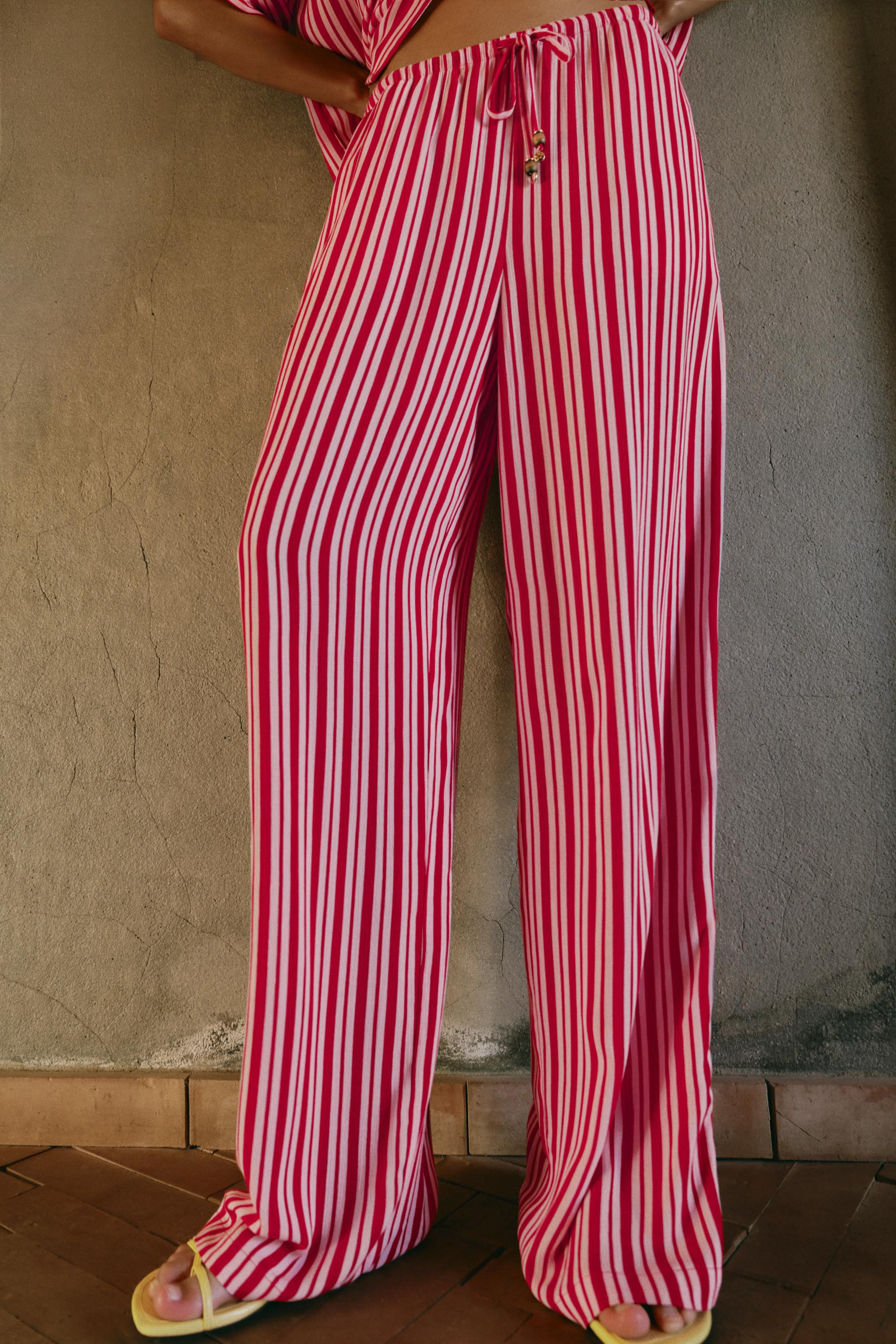 STRIPED WIDE LEG PANTS | Zara US