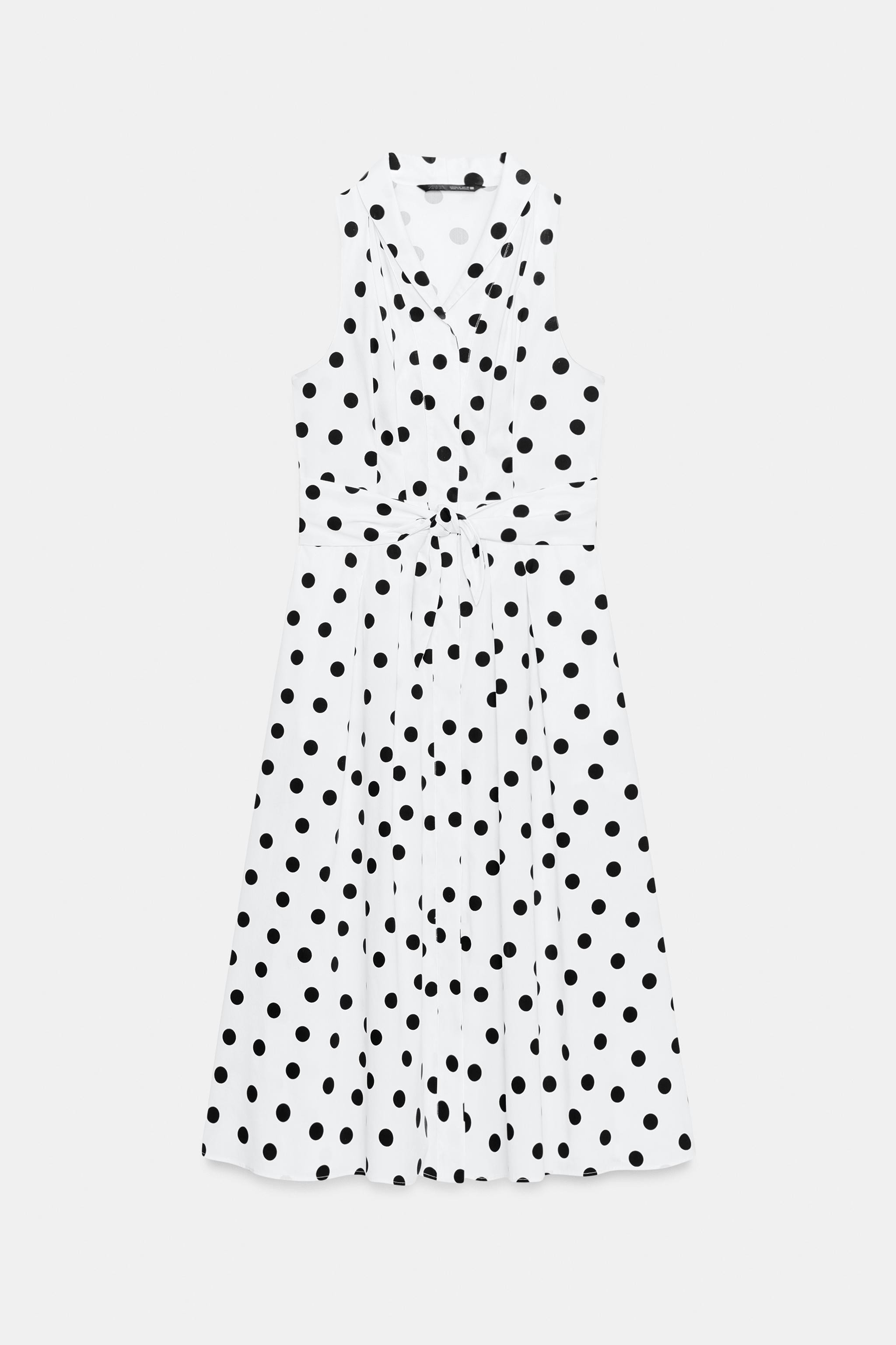 POLKA DOT POPLIN MIDI DRESS | Zara US