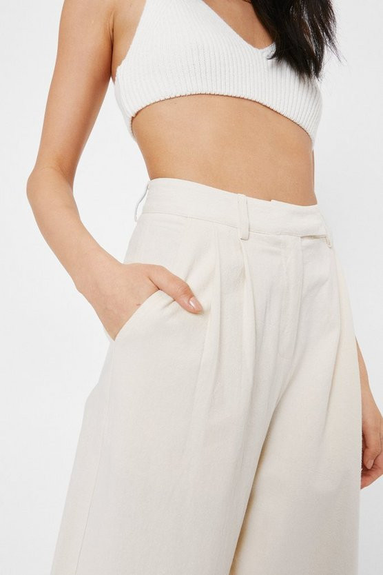 Linen Wide Leg Tailored Pants | Nasty Gal (US)