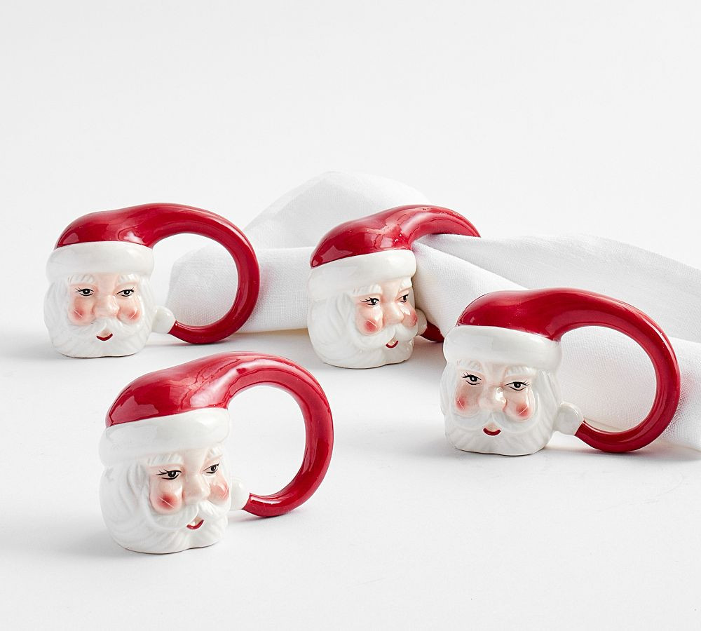 Figural Santa Napkin Rings - Set of 4 | Pottery Barn (US)