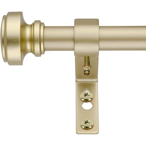 Decopolitan 3/4" Knob Curtain Rod, 36 to 72 Inches, Antique Brass | Amazon (US)