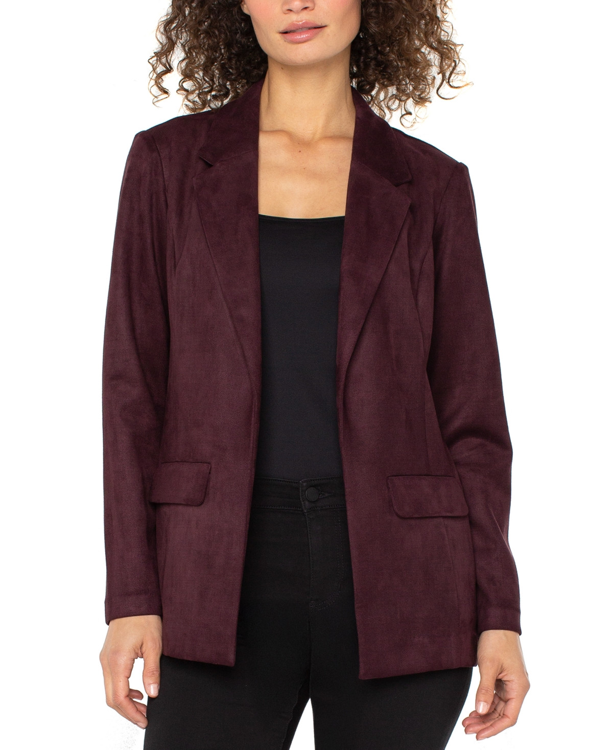 Liverpool Los Angeles Women's Notch Collar Boyfriend Blazer - Dark Oxblood | Macy's