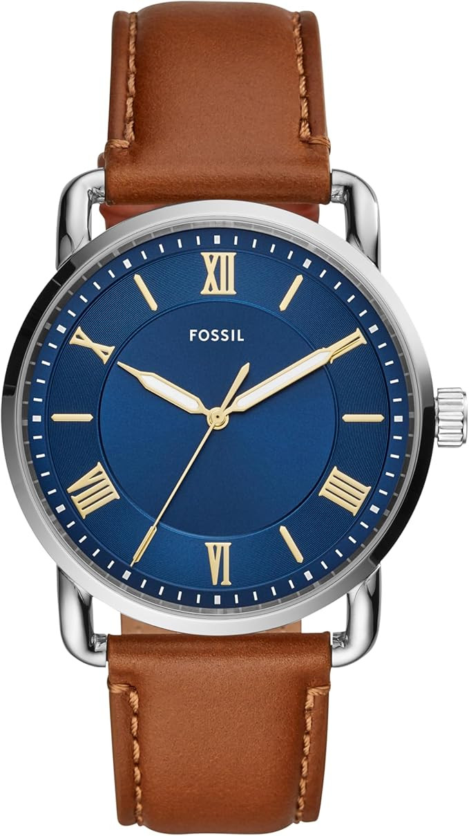 Fossil Men's Copeland Quartz Stainless Steel and Leather Three-Hand Watch | Amazon (US)