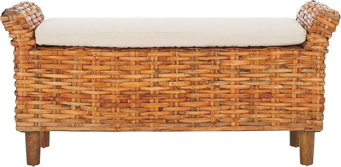 SAFAVIEH Home Collection – Palermo Natural Woven Accent Bench with Cushioned Seat, Transitional... | Amazon (US)