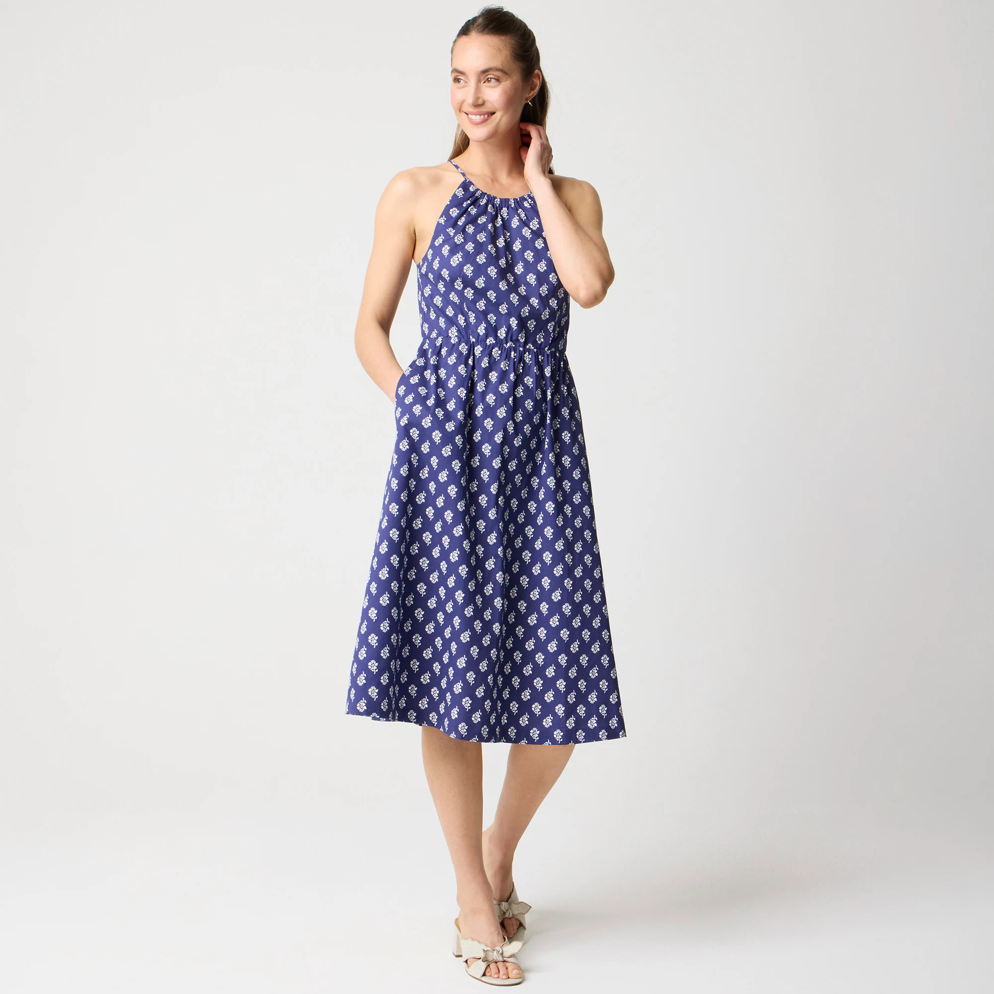 Strappy poplin halter dress | J.Crew Factory