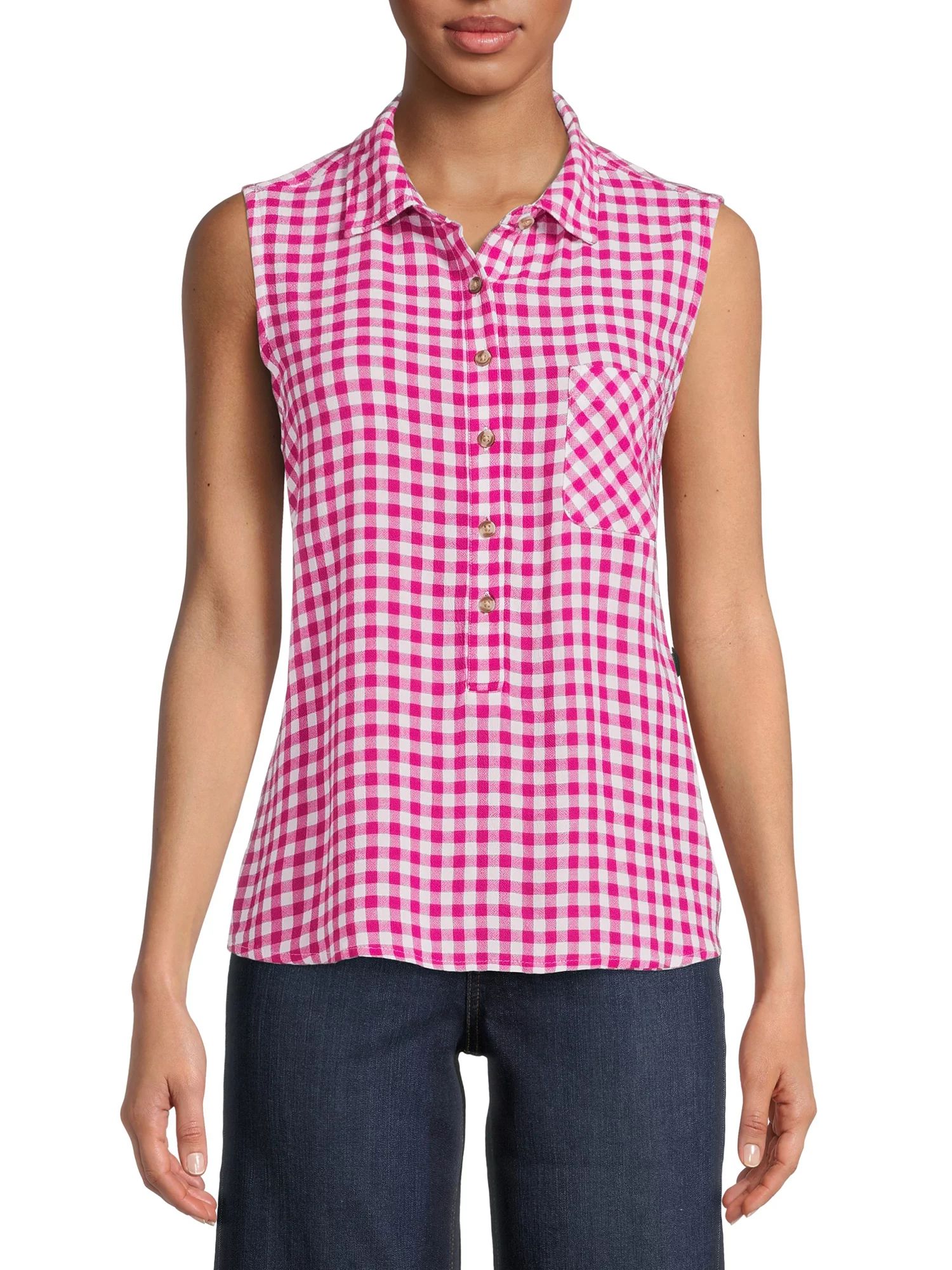 Time And Tru Women's Sleeveless Henley Shirt | Walmart (US)