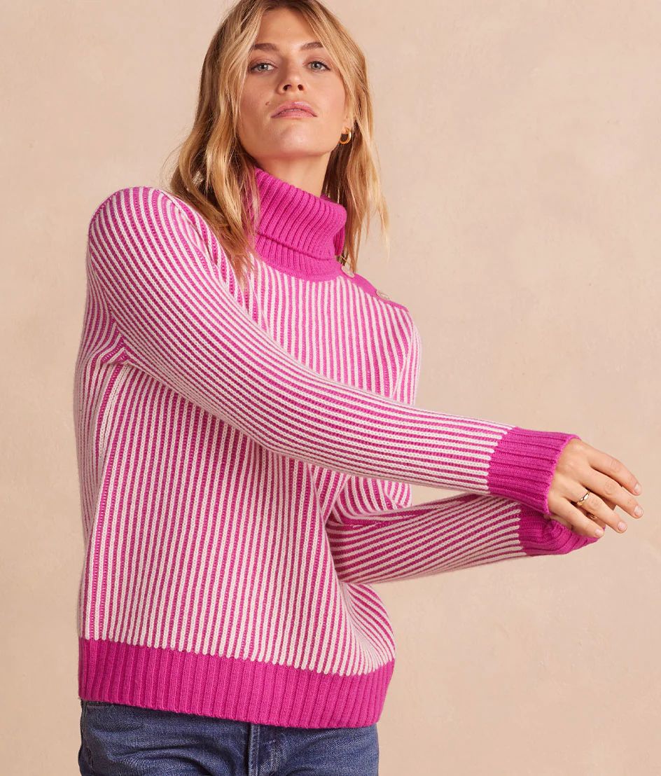 The Luxe Cashmere Blend Two-Tone Button Neck Sweater 
            | 
              
             ... | SummerSalt