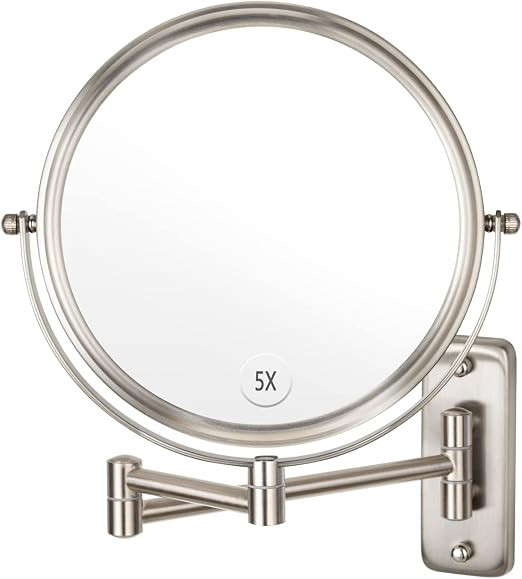 Wall Mounted Makeup Mirror, 1X/5X Magnifying Mirror Double Sided, 8 Inch Extendable Bathroom Mirr... | Amazon (US)